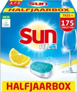 SUN® Sun All-In-1 Citroen Vaatwastabletten - 7 X 24 Tabletten - Voordeelverpakking -Huishoud Verkoop 1006x1200 1