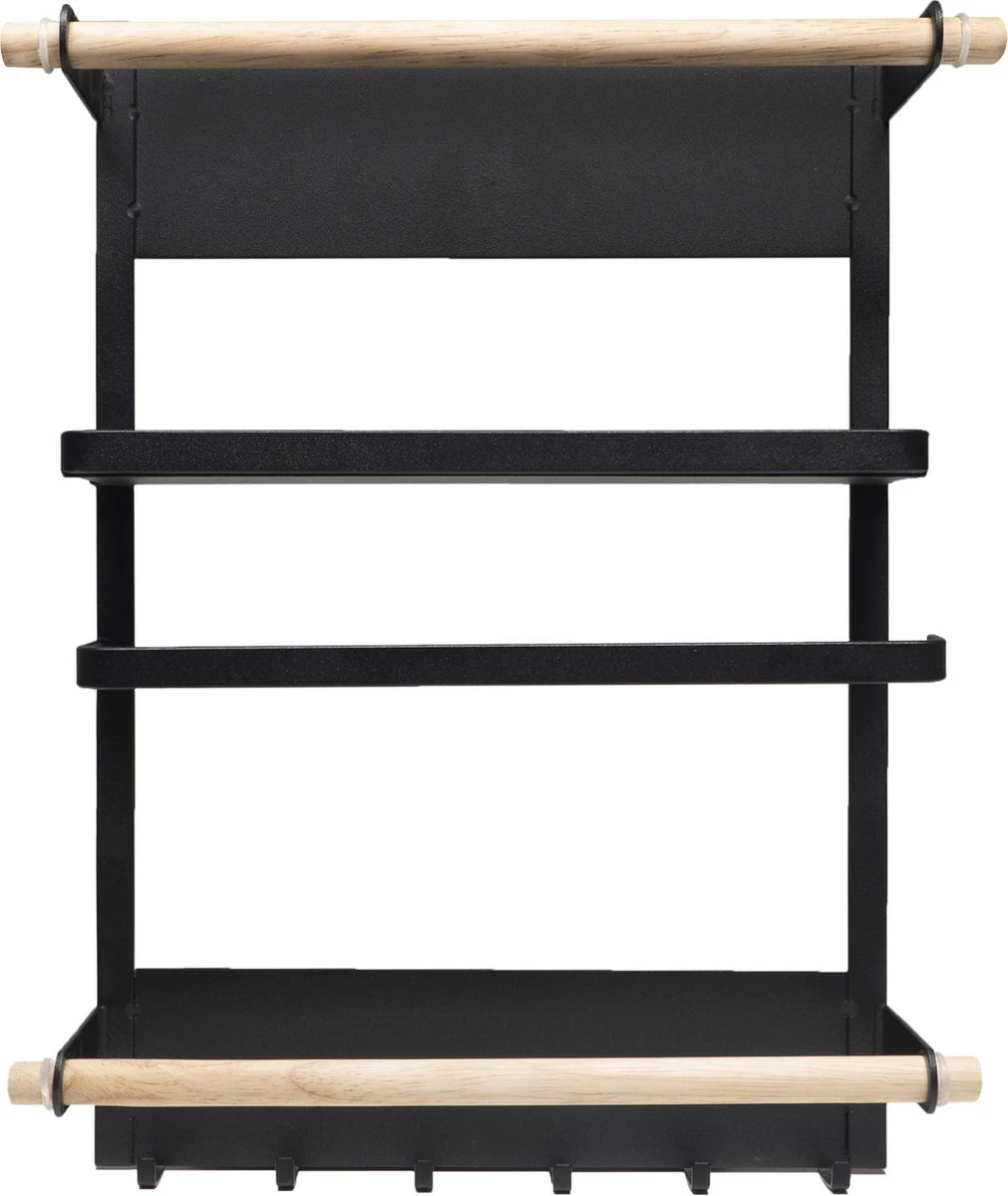 QUVIO Keukenrekje Van Metaal Magnetisch - Kruidenrek - Keuken Opbergrek Voor Kruiden, Handdoeken En Opscheplepels - Zwart 4 QUVIO Keukenrekje Van Metaal Magnetisch - Kruidenrek - Keuken Opbergrek Voor Kruiden, Handdoeken En Opscheplepels - Zwart - Afbeelding 4