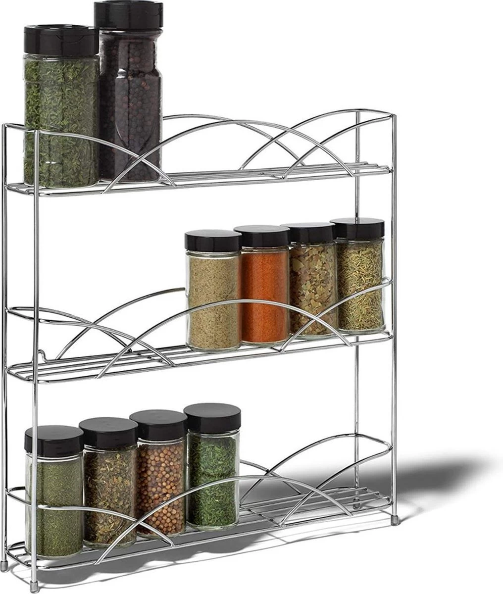 KitchenBrothers Kruidenrek - Staand - Voor 21 Potjes - 3 Laags - Chroom 1 KitchenBrothers Kruidenrek - Staand - Voor 21 Potjes - 3 Laags - Chroom