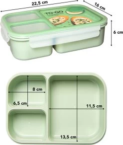 Lock&Lock Lunchbox - Bento Box - Salade Lunchbox - Met 3 Compartimenten - Met Dressing/Saus Bakje - Volwassenen En Kinderen - To Go - Lekvrij - BPA Vrij - 980 Ml - Groen -Huishoud Verkoop 1016x1200