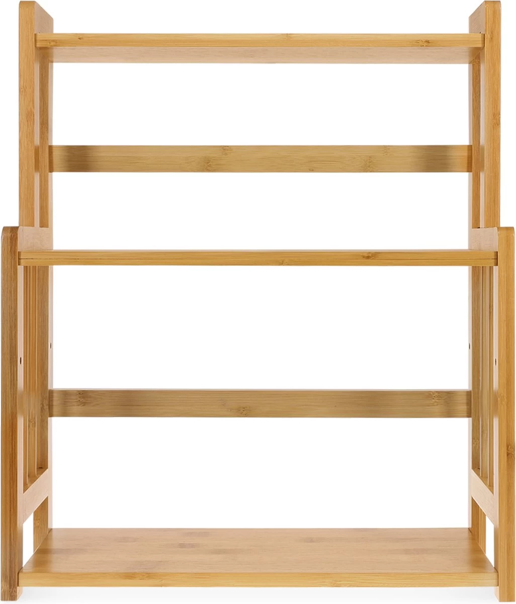 Navaris Keukenrek Met 3 Planken - Verstelbaar Kruidenrek Van Bamboe - Staand - Stevige Constructie - Natuurlijk Bamboehout - Waterafstotend 9 Navaris Keukenrek Met 3 Planken - Verstelbaar Kruidenrek Van Bamboe - Staand - Stevige Constructie - Natuurlijk Bamboehout - Waterafstotend - Afbeelding 9