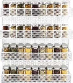 QUVIO Groot Kruidenrek - Staal - Wit - Ophangbaar - Voor 32 Kruidenpotjes - 4 Laags