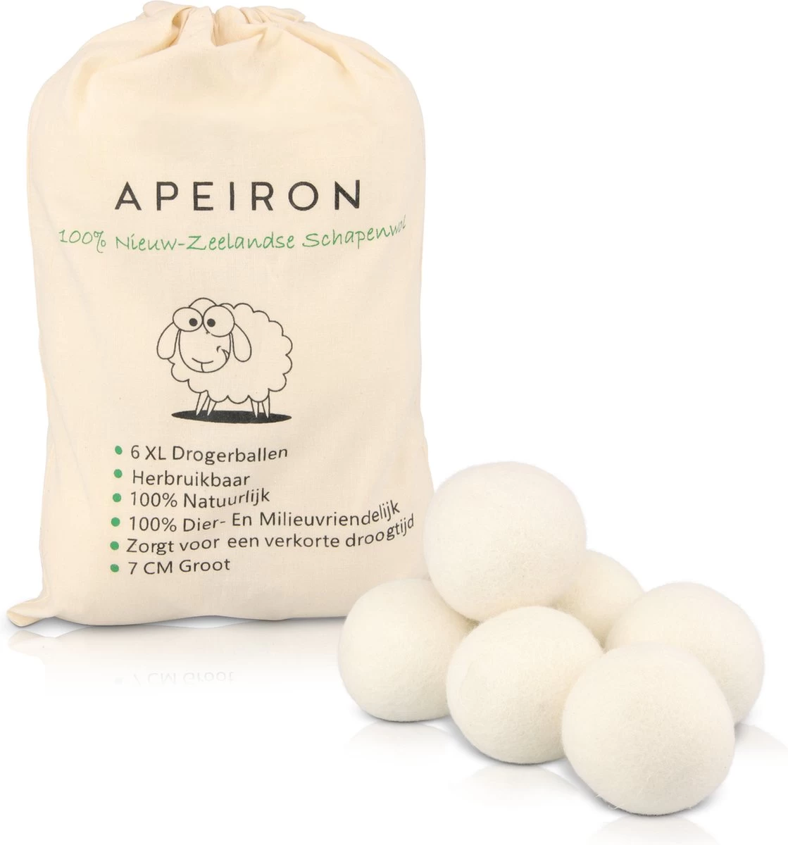 Apeiron Drogerballen - Droogballen - 6 XL Wasbollen - Droger - Duurzaam - Wasmachine - Wasverzachter - Energie Besparen - Zero Waste - Schapenvacht - Wol 1 Apeiron Drogerballen - Droogballen - 6 XL Wasbollen - Droger - Duurzaam - Wasmachine - Wasverzachter - Energie Besparen - Zero Waste - Schapenvacht - Wol