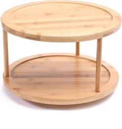 Merkloos Decopatent® Kruidenrek / Fruitschaal Bamboe - Rond - Kruiden Carrousel - Draaibaar - Staand Bamboe Specerijenrek Draaiplateau - Fruitrek -Huishoud Verkoop 1131x1200 1