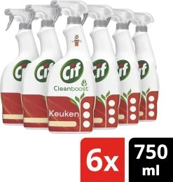 Cif CleanBoost Power & Shine Keuken Spray - 6 X 750 Ml - Voordeelverpakking