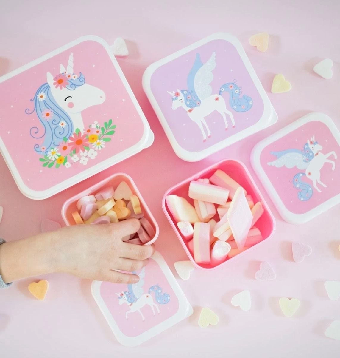 A Little Lovely Company - Brooddoos - Broodtrommel - Lunch & Snack Box Set Van 4 - Eenhoorn 5 A Little Lovely Company - Brooddoos - Broodtrommel - Lunch & Snack Box Set Van 4 - Eenhoorn - Afbeelding 5