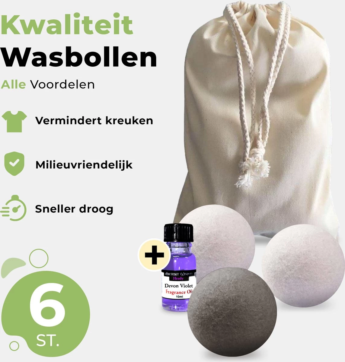 Drogerballen Met Wasparfum - Droogballen - Set Van 6 XL Ballen - Wasdroger Ballen Wol - 100% Nieuw-Zeelands Schapenwol - Wasballen 8 Drogerballen Met Wasparfum - Droogballen - Set Van 6 XL Ballen - Wasdroger Ballen Wol - 100% Nieuw-Zeelands Schapenwol - Wasballen - Afbeelding 8