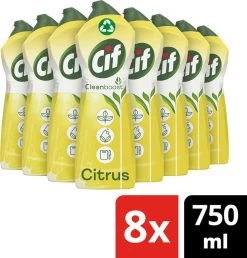 Cif CleanBoost Cream Citroen Schuurmiddel - 8 X 750 Ml - Voordeelverpakking -Huishoud Verkoop 1147x1200 2