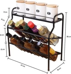 Zindoo Kruidenrek Zwart 3-laags Staand - Specerijen Rek - Kruiden Rek - Duurzaam RVS - Anti Slip Onderzijde - Specerijenstandaard – Keukenorganizer - Spice Rack - Kitchen Rack - Spice Organizer Keukenaccessoire - ZIN-SR05 -Huishoud Verkoop 1154x1200 4