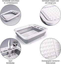 Amazy Afdruiprek Opvouwbaar & Bpa-vrij - Afdruiprek Voor Het Drogen Van Bestek, Borden, Glazen & Flessen - Afdruipmat In Grijs-wit Van Kunststof & Silicone Voor Gootsteen, Spoelbakken, Keuken -Huishoud Verkoop 1160x1200