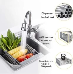 IBright Verstelbare Keukenrek - Gootsteen Mand - Afdruiprek – Vergiet – Verstelbaar In Lengte - Uitschuifbaar - RVS Grijs 22 IBright Verstelbare Keukenrek - Gootsteen Mand - Afdruiprek – Vergiet – Verstelbaar In Lengte - Uitschuifbaar - RVS Grijs -Huishoud Verkoop 1174x1200