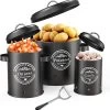 Professionele Bewaardozen - Set Van 3 - Voor Aardappels, Uien En Knoflook - Retro Design - Voorraadcontainer Van Metaal - Keukenopslag - Groentes Bewaren Voor Lange Tijd - Perfect Cadeau Voor In De Keuken