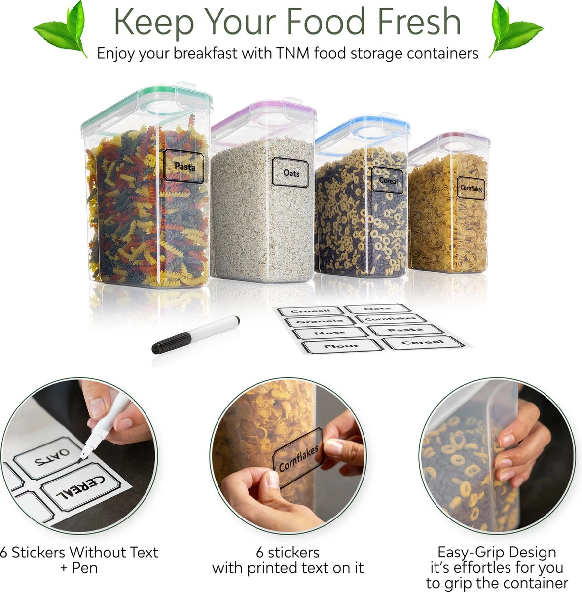 TNM Luxe Luchtdichte Voorraadbussen Set (4x2,5L) – Voorraadpotten - 4 Kleuren 7 TNM Luxe Luchtdichte Voorraadbussen Set (4x2,5L) – Voorraadpotten - 4 Kleuren - Afbeelding 7