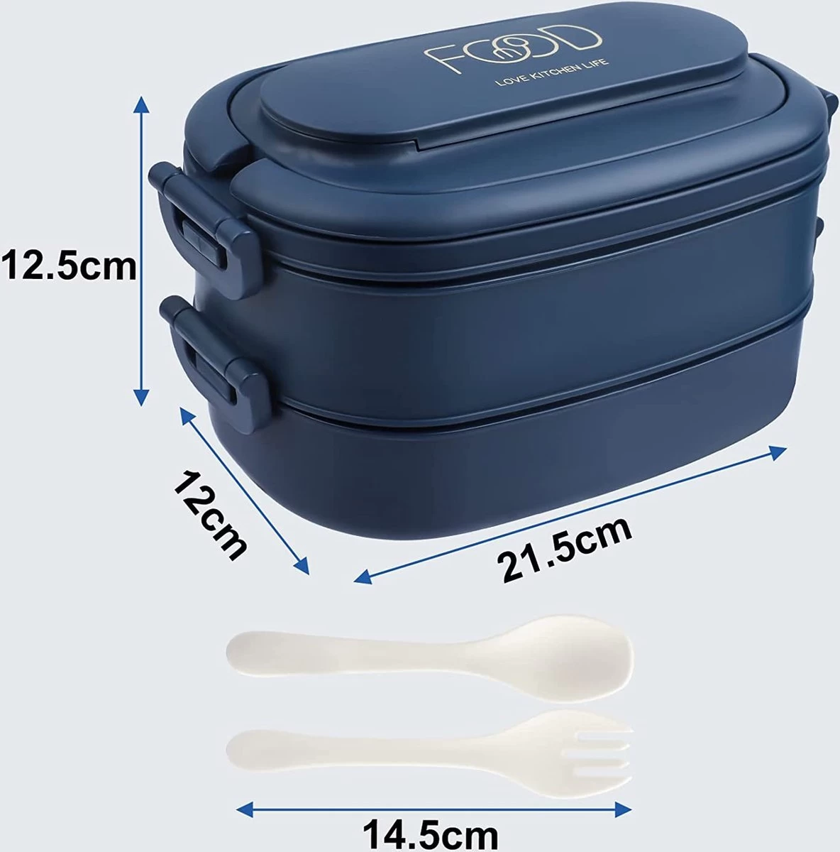 OITUGG Lunchbox Volwassenen: 2-laags Bento Box 1550 Ml Voor Mannen Vrouw - 3-vaks Lunchbox Met Bestek - BPA-vrije Plastic Lunchbox Geschikt Voor Kantoorschool - Magnetronbestendig Vaatwasmachinebestendig (blauw) 7 OITUGG Lunchbox Volwassenen: 2-laags Bento Box 1550 Ml Voor Mannen Vrouw - 3-vaks Lunchbox Met Bestek - BPA-vrije Plastic Lunchbox Geschikt Voor Kantoorschool - Magnetronbestendig Vaatwasmachinebestendig (blauw) - Afbeelding 7