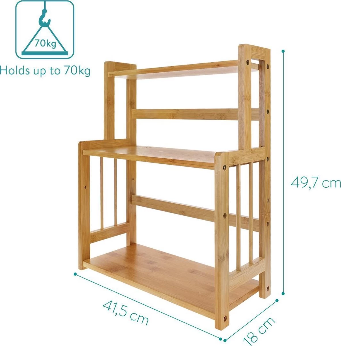 Navaris Keukenrek Met 3 Planken - Verstelbaar Kruidenrek Van Bamboe - Staand - Stevige Constructie - Natuurlijk Bamboehout - Waterafstotend 2 Navaris Keukenrek Met 3 Planken - Verstelbaar Kruidenrek Van Bamboe - Staand - Stevige Constructie - Natuurlijk Bamboehout - Waterafstotend - Afbeelding 2