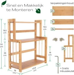 Cellavi Duurzaam Kruidenrek Staand Van Bamboe - Keukenrek Verstelbaar - Keuken Accessoires - Stevige Constructie - Multifunctioneel En Waterafstotend -Huishoud Verkoop 1185x1200 4