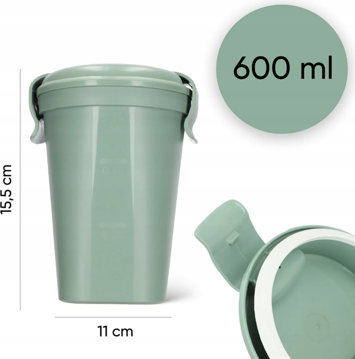 Curver Lunch & Go Beker - Magnetronbestendig - Lunchbeker – Muesli Beker - Soepbeker - Yoghurt Beker To Go – LunchBox - KoffieBeker - Salade Lunchbox - 0,6l – Groen 5 Curver Lunch & Go Beker - Magnetronbestendig - Lunchbeker – Muesli Beker - Soepbeker - Yoghurt Beker To Go – LunchBox - KoffieBeker - Salade Lunchbox - 0,6l – Groen - Afbeelding 5