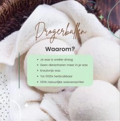 Geniet Van Gemak® | Herbruikbare Wollen Drogerballen | Wasbollen | Schaapswol | Duurzame En Energiebesparende Wasballen | 6 XL Drogerballen -Huishoud Verkoop 1195x1200