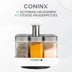 Coninx Kruidenrek Staand - Draaiend Kruidenrek Met Glazen Potjes - Kruidencarrousel Draaibaar - 8 Kruidenpotjes - Wit / RVS 17 Coninx Kruidenrek Staand - Draaiend Kruidenrek Met Glazen Potjes - Kruidencarrousel Draaibaar - 8 Kruidenpotjes - Wit / RVS -Huishoud Verkoop 1199x1200 12