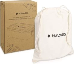 Navaris RVS Broodtrommel Met Verdeler - Meal Prep Bakje - Vershouddoos - Lunchbox - 17 X 13 X 6 Cm - Inhoud 0,8 Liter - Vaatwasbestendig -Huishoud Verkoop 1200x1041 2