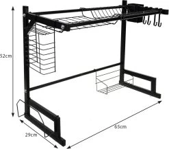 Afdruiprek Droger Zwart Voor Bestek Boven De Gootsteen 65 Cm X 29 Cm X 52 Cm -Huishoud Verkoop 1200x1052