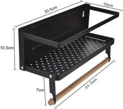 Merkloos Kruidenrek Zwart - Multifunctioneel Ophangbaar Keukenrek - Keukenrolhouder Zwart - Multifunctioneel Kruidenrek - Magnetisch Kruidenrek - Keuken Organizer - Koelkast Rek -Huishoud Verkoop 1200x1066 2