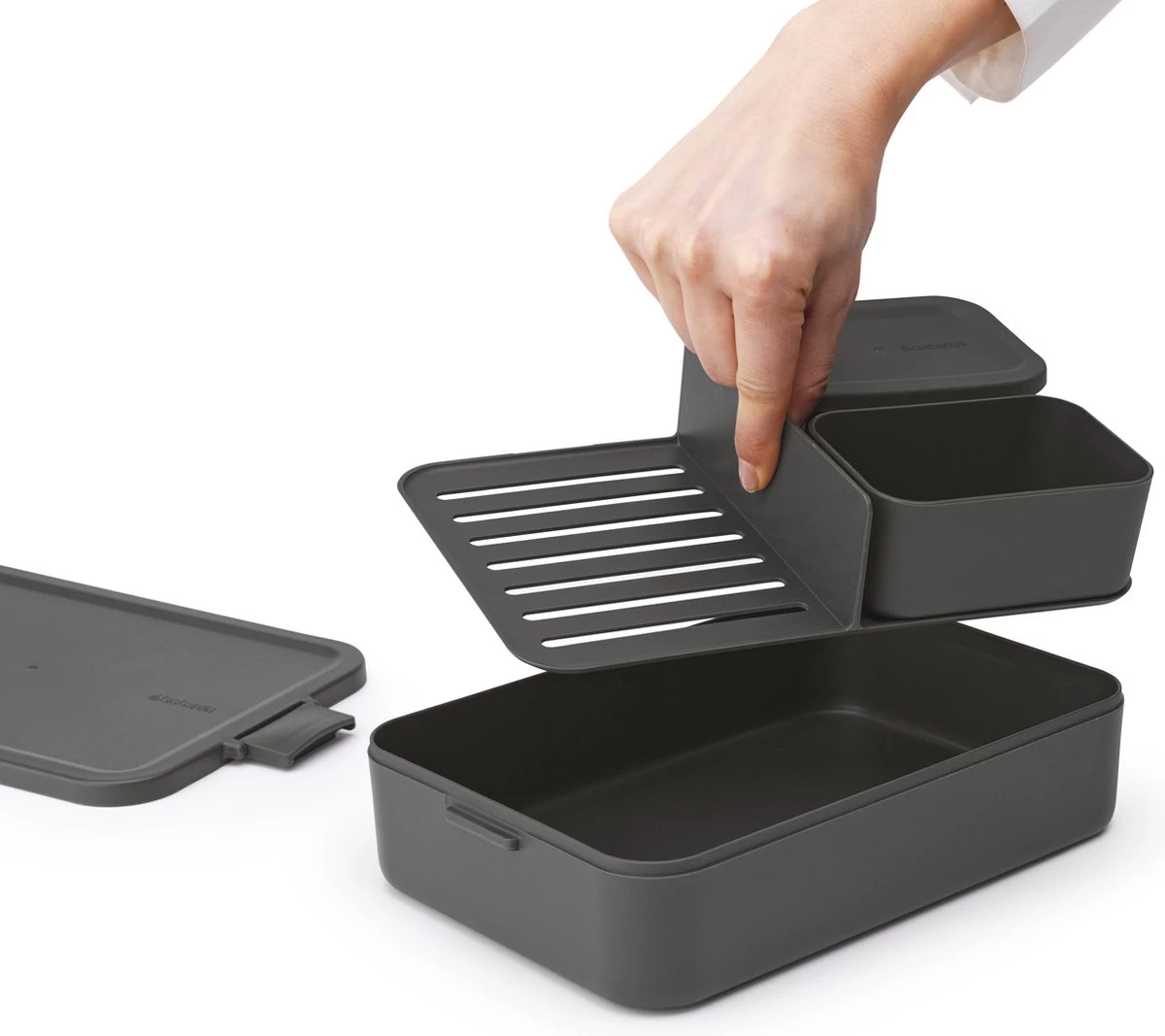 Brabantia Make & Take Bento Lunchbox Incl Bentobox - Large - Kunststof - Dark Grey 10 Brabantia Make & Take Bento Lunchbox Incl Bentobox - Large - Kunststof - Dark Grey - Afbeelding 10