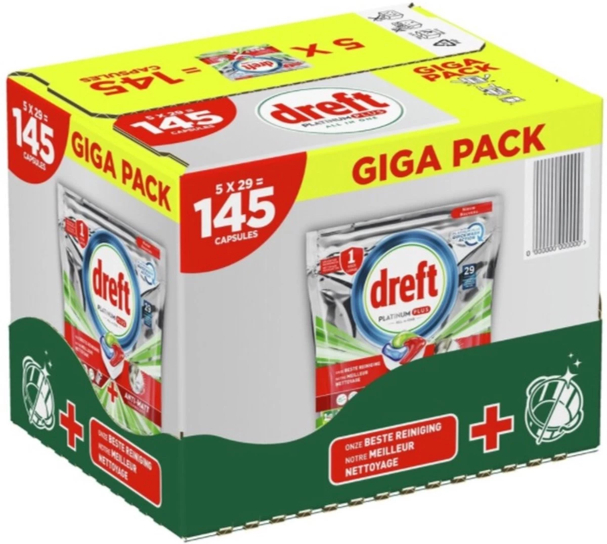 Dreft Platinum Plus Vaatwascapsules - Giga Pack 145 Capsules 1 Dreft Platinum Plus Vaatwascapsules - Giga Pack 145 Capsules