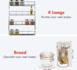 KitchenBrothers Ophangbaar Kruidenrek Voor 32 Kruidenpotjes - Spice Rack – Keuken Rek - Kruiden Organizer - Specerijen Opbergen - 4 Laags - 40 X 6.3 X 50 Cm - RVS 12 KitchenBrothers Ophangbaar Kruidenrek Voor 32 Kruidenpotjes - Spice Rack – Keuken Rek - Kruiden Organizer - Specerijen Opbergen - 4 Laags - 40 X 6.3 X 50 Cm - RVS -Huishoud Verkoop 1200x1093 1
