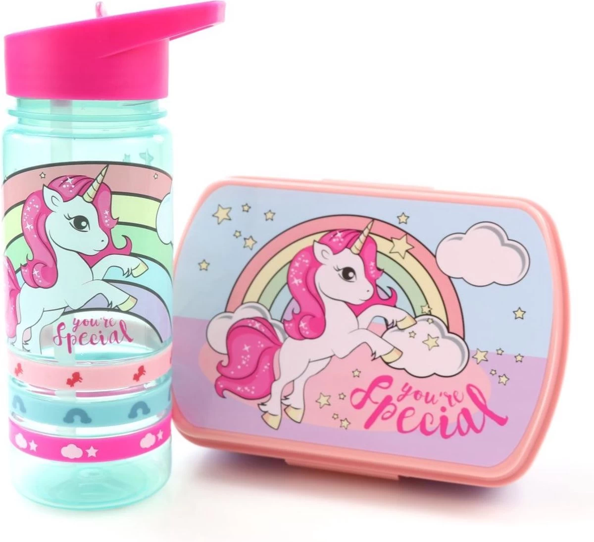 Unicorn Broodtrommel + PET Drinkfles Lichtblauw | Eenhoorn Lunchbox Set Voor Meisjes LS22 10 Unicorn Broodtrommel + PET Drinkfles Lichtblauw | Eenhoorn Lunchbox Set Voor Meisjes LS22 - Afbeelding 10