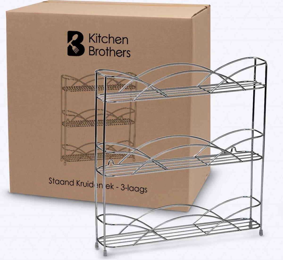 KitchenBrothers Kruidenrek - Staand - Voor 21 Potjes - 3 Laags - Chroom 6 KitchenBrothers Kruidenrek - Staand - Voor 21 Potjes - 3 Laags - Chroom - Afbeelding 6