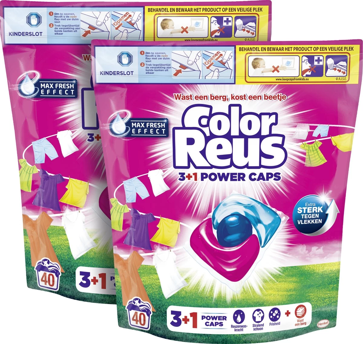 Color Reus Power Caps Wascapsules – Wasmiddel Capsules – Voordeelverpakking – 2x40 Wasbeurten 2 Color Reus Power Caps Wascapsules – Wasmiddel Capsules – Voordeelverpakking – 2x40 Wasbeurten - Afbeelding 2