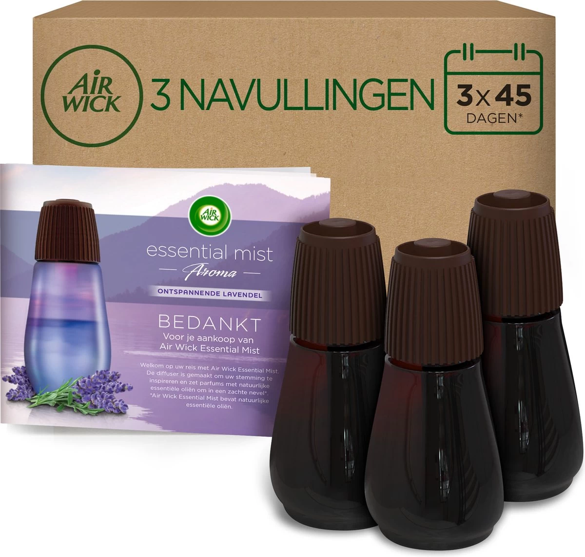 Air Wick Essential Mist Automatische Luchtverfrisser - Ontspannende Lavendel - 3 Navullingen 1 Air Wick Essential Mist Automatische Luchtverfrisser - Ontspannende Lavendel - 3 Navullingen