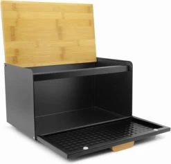 Luxe Broodtrommel Zwart Met Bamboe - Brood Bewaardoos - 36x21x21CM - Rechthoekig -Huishoud Verkoop 1200x1152 7