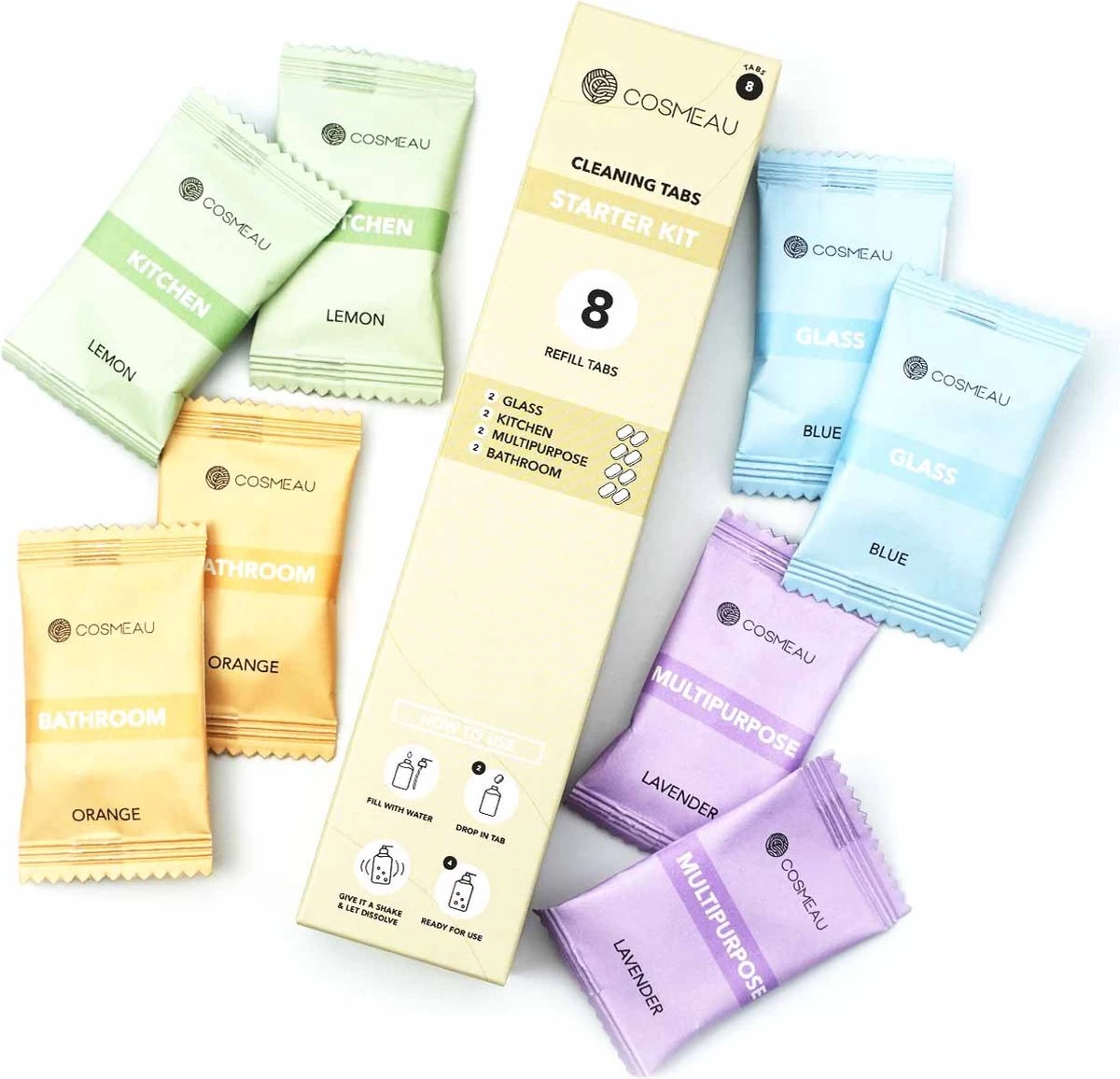 Cosmeau Mixed 8 Stuks Tabletten Cleaning Tabs Schoonmaak Tabs - Allesreiniger - Keukenreiniger - Badkamerreiniger Sanitair 2 Cosmeau Mixed 8 Stuks Tabletten Cleaning Tabs Schoonmaak Tabs - Allesreiniger - Keukenreiniger - Badkamerreiniger Sanitair - Afbeelding 2