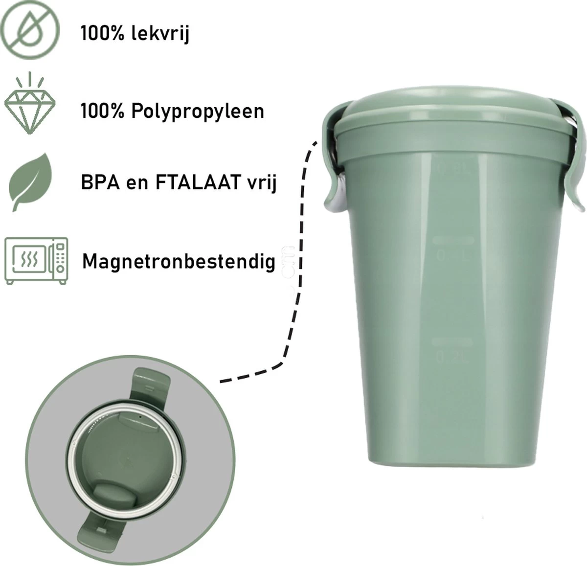 Curver Lunch & Go Beker - Magnetronbestendig - Lunchbeker – Muesli Beker - Soepbeker - Yoghurt Beker To Go – LunchBox - KoffieBeker - Salade Lunchbox - 0,6l – Groen 3 Curver Lunch & Go Beker - Magnetronbestendig - Lunchbeker – Muesli Beker - Soepbeker - Yoghurt Beker To Go – LunchBox - KoffieBeker - Salade Lunchbox - 0,6l – Groen - Afbeelding 3