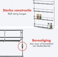 KitchenBrothers Ophangbaar Kruidenrek Voor 32 Kruidenpotjes - Spice Rack – Keuken Rek - Kruiden Organizer - Specerijen Opbergen - 4 Laags - 40 X 6.3 X 50 Cm - RVS 11 KitchenBrothers Ophangbaar Kruidenrek Voor 32 Kruidenpotjes - Spice Rack – Keuken Rek - Kruiden Organizer - Specerijen Opbergen - 4 Laags - 40 X 6.3 X 50 Cm - RVS -Huishoud Verkoop 1200x1166 1