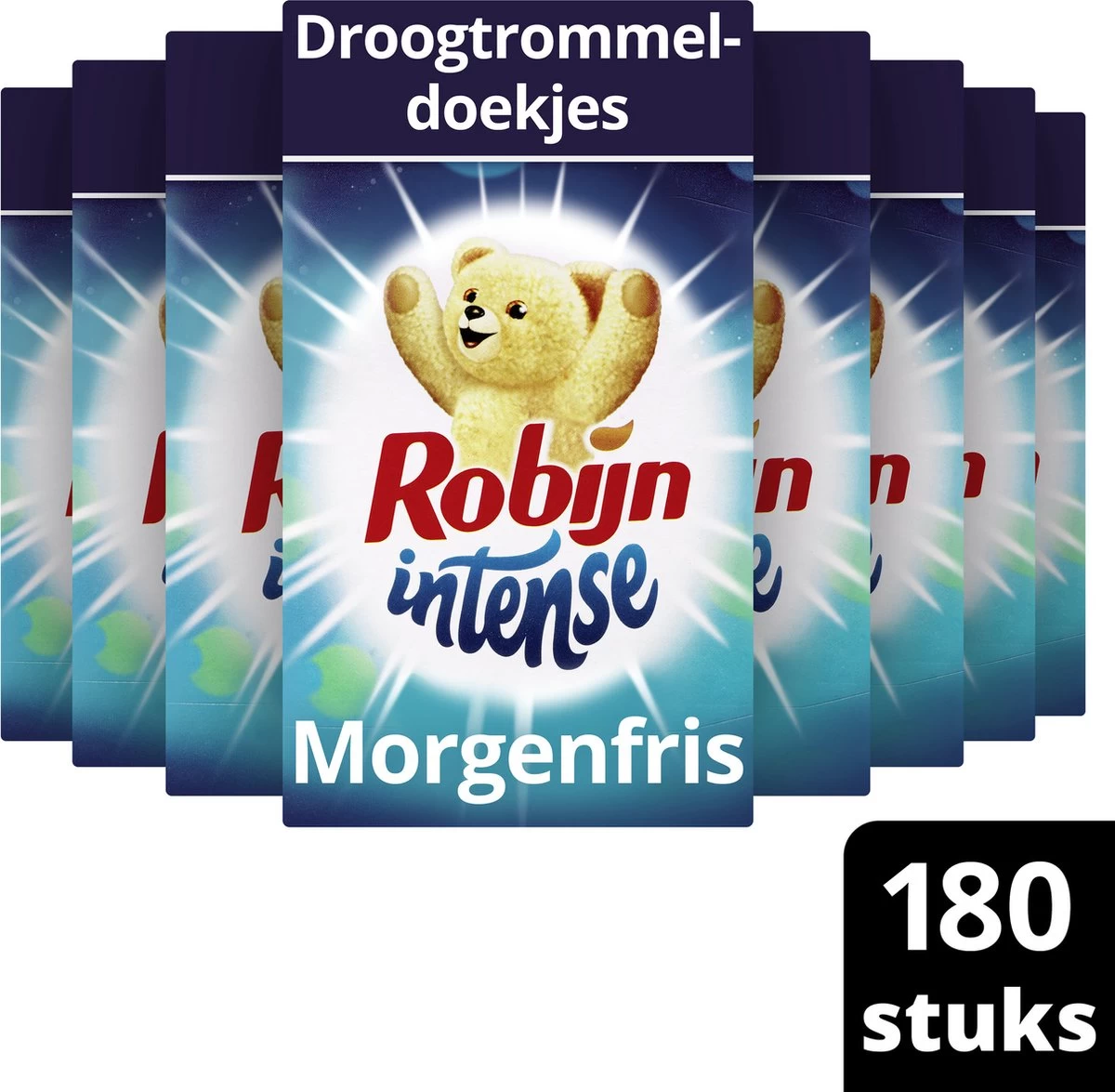 Robijn Intense Morgenfris Droogtrommeldoekjes - 9 X 20 Stuks - Voordeelverpakking 1 Robijn Intense Morgenfris Droogtrommeldoekjes - 9 X 20 Stuks - Voordeelverpakking