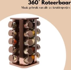 Pazzo Goods - Kruidenrek Staand - Kruidenrek Met Potjes - Rose Goud - RVS - Kruidenrek Draaibaar - 20 Kruidenpotjes - Inclusief Stickers & Stift - Kruiden Carrousel -Huishoud Verkoop 1200x1175 9