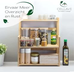 Cellavi Duurzaam Kruidenrek Staand Van Bamboe - Keukenrek Verstelbaar - Keuken Accessoires - Stevige Constructie - Multifunctioneel En Waterafstotend -Huishoud Verkoop 1200x1178 8