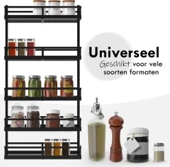 Soome Viljo - Kruidenrek Ophangbaar - Keukenrek - Wandrek - Keuken Organizer - 5 Laags - Verstelbaar - Staal - Zwart - H85xB42.5cm -Huishoud Verkoop 1200x1182 7