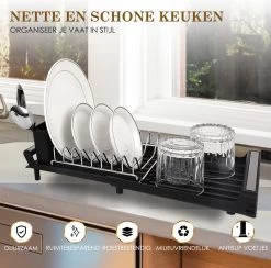 MIRI Afdruiprek – Afwasrek – Uitschuifbaar – Met Lekbak In Gootsteen – Afwas – Roestvrij Staal – Zwart 14 MIRI Afdruiprek – Afwasrek – Uitschuifbaar – Met Lekbak In Gootsteen – Afwas – Roestvrij Staal – Zwart -Huishoud Verkoop 1200x1183 3