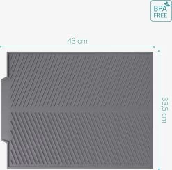 Navaris Siliconen Droogmat Met Afvoer - Aanrecht Droogmat Voor Afwas, Borden, Bestek, Glazen - Grijs -Huishoud Verkoop 1200x1184 4