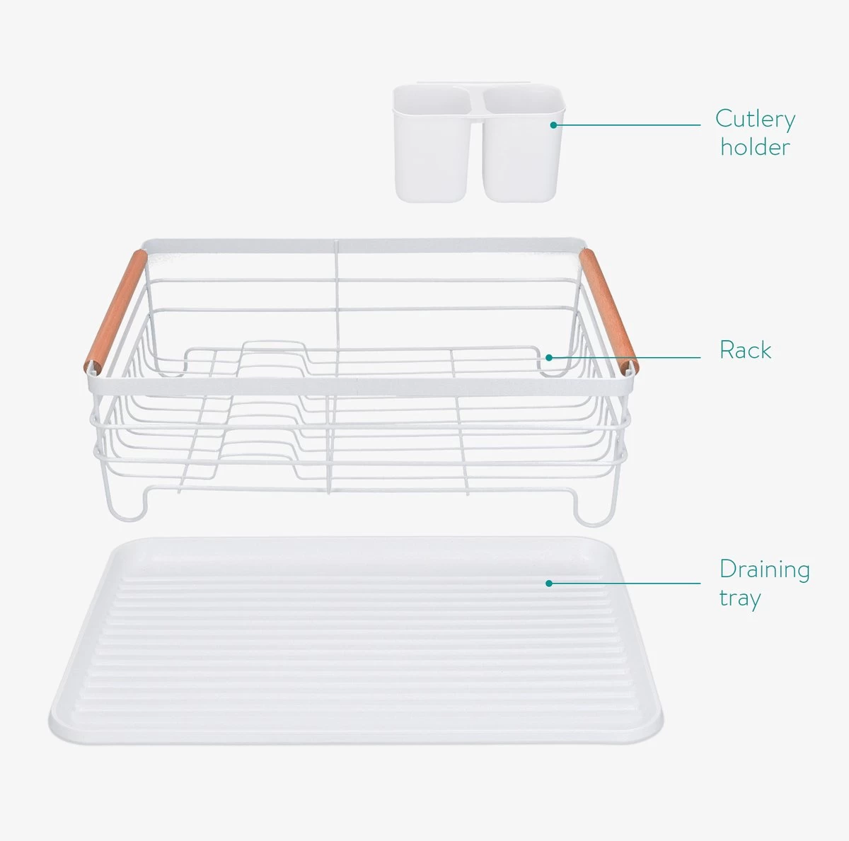 Navaris Afdruiprek Met Uitneembare Bestekhouder - Afwasrek Met Losse Lekbak - Vaatwasrek Met Plateau - Voor Bestek, Borden, Schalen En Pannen 5 Navaris Afdruiprek Met Uitneembare Bestekhouder - Afwasrek Met Losse Lekbak - Vaatwasrek Met Plateau - Voor Bestek, Borden, Schalen En Pannen - Afbeelding 5