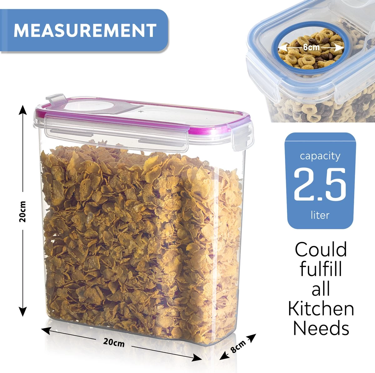 TNM Luxe Luchtdichte Voorraadbussen Set (4x2,5L) – Voorraadpotten - 4 Kleuren 5 TNM Luxe Luchtdichte Voorraadbussen Set (4x2,5L) – Voorraadpotten - 4 Kleuren - Afbeelding 5