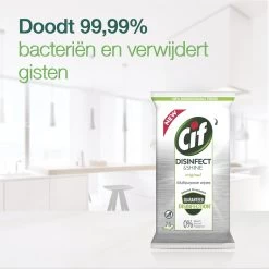 Cif Disinfect & Shine Wipes Doden 99,99% Van De Bacteriën Original Desinfecterende Schoonmaakdoekjes, Van 100% Biologisch Afbreekbaar Textiel 5 X 75 Doekjes -Huishoud Verkoop 1200x1198 48