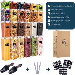 Empyrea Set Van 24 Luchtdichte Vershouddozen, Voorraad Bussen Opslag En Organisatie, Keuken En Voedselcontainer, Voorraadpotten Van Kunststof, BPA-vrij, 72 Etiketten, 3 Markers En 8 Lepels Meegeleverd | Keuken Organizer Voorraadcontainers 11 Empyrea Set Van 24 Luchtdichte Vershouddozen, Voorraad Bussen Opslag En Organisatie, Keuken En Voedselcontainer, Voorraadpotten Van Kunststof, BPA-vrij, 72 Etiketten, 3 Markers En 8 Lepels Meegeleverd | Keuken Organizer Voorraadcontainers -Huishoud Verkoop 1200x1198 62