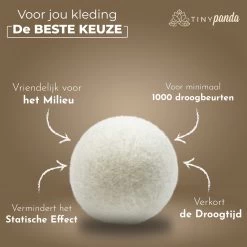 Merkloos Droger Ballen XL 8 Stuks – Zero Waste Dryer Balls - Duurzaam – Wasverzachter – Herbruikbare Drogerballen – Droogt De Was Sneller – Tiny Panda -Huishoud Verkoop 1200x1199 16