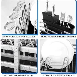 Doogo® Afdruiprek Met Bestekkorf En Lekbak Voor Keukenborden En Bestek Afdruiprek Met Draaibare Uitloop -Huishoud Verkoop 1200x1199 21