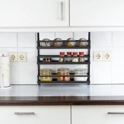 Soome Viljo - Kruidenrek Ophangbaar - Keukenrek - Wandrek - Keuken Organizer - 5 Laags - Verstelbaar - Staal - Zwart - H85xB42.5cm -Huishoud Verkoop 1200x1199 27